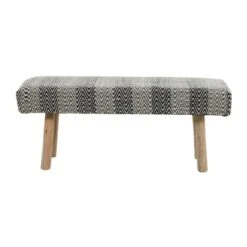 Bohemian Wood Cotton Upholstered Bench - Olivia & May -Baxton Studio Shop GUEST e7001308 0c16 4ee8 be36 b432f6178fad