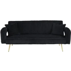 ModernLuxe Sofa Bed Corduroy Upholstered Sofa Convertible Couch Sleeper Sofa With Throw Pillow, Pink/Orange/Black/White -Baxton Studio Shop GUEST e7188443 eddd 413e 852c 2d5634858e67