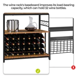 Yaheetech 65" Wine Bakers Rack Freestanding Wine Rack With Glass Holder And Wine Storage, Rustic Brown -Baxton Studio Shop GUEST e73e9cf5 1338 4ca6 92a4 e8603f9b464a