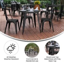Emma And Oliver Indoor/Outdoor Dining Table, 30" Round All Weather Poly Resin Top With Steel Base -Baxton Studio Shop GUEST e751bc77 bd96 4f81 b62d 4bd889c55539