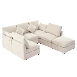 U-Shaped Sectional Sofa Couch, L-Shaped Sofa With A Movable Ottoman And Two USB Ports For Living Room - ModernLuxe 22 U-Shaped Sectional Sofa Couch, L-Shaped Sofa With A Movable Ottoman And Two USB Ports For Living Room - ModernLuxe -Baxton Studio Shop GUEST e754f393 da8c 4958 8a5a dac8a84c14e0