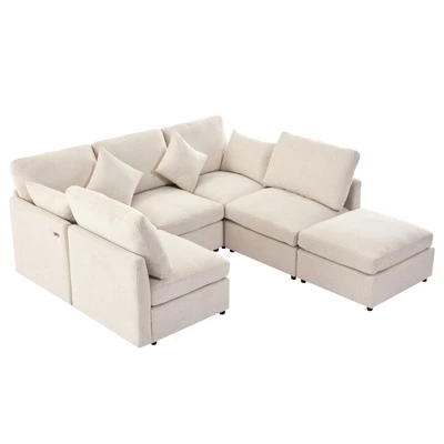 U-Shaped Sectional Sofa Couch, L-Shaped Sofa With A Movable Ottoman And Two USB Ports For Living Room - ModernLuxe 9 U-Shaped Sectional Sofa Couch, L-Shaped Sofa With A Movable Ottoman And Two USB Ports For Living Room - ModernLuxe - Image 9