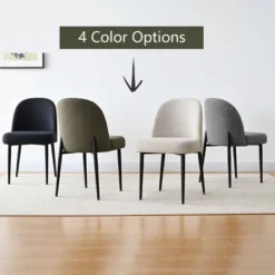 Upholstered Dining Chairs With Linen Blend Fabric And Metal Legs, Modern Armless Side Chairs For Dining Room-Maison Boucle -Baxton Studio Shop GUEST e77afc2c 469e 43bf 850f dcc370174ec1