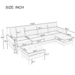 111" U-Shape Convertible Sectional Sofa Couch With Movable Ottoman-ModernLuxe 20 111" U-Shape Convertible Sectional Sofa Couch With Movable Ottoman-ModernLuxe -Baxton Studio Shop GUEST e7ac243a 727c 46a4 bd9e 2faea3ee5b25