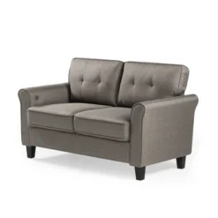 56.7" Sayan Loveseat Sofa With USB Sand Gray - Zinus -Baxton Studio Shop GUEST e7bad2da 1c4d 44c1 b3b6 7f4e46251a26