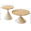 Round Coffee Table Set Of 2, Stacking End Table For Living Room Bedroom Balcony, Small Bedside Cupboard W/Base, Minimalist Circle Coffee Side Table