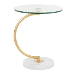 C End Contemporary Table White/Gold - LumiSource