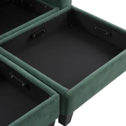 83"W L-Shaped Sectional Sofa With Movable Storage Ottoman & 6 Pillows, Chenille Upholstery Couch With Side Pockets - ModernLuxe -Baxton Studio Shop GUEST e818659b ab9f 4dd6 9141 ebb5faa452ef