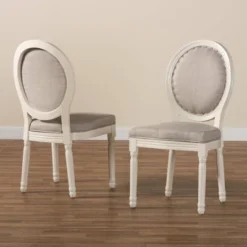 Set Of 2 Louis Fabric Upholstered Dining Chairs With Nailhead Trim - Baxton Studio 14 Set Of 2 Louis Fabric Upholstered Dining Chairs With Nailhead Trim - Baxton Studio -Baxton Studio Shop GUEST e84f2d30 aefa 448a 9927 f3a8032dbd7e