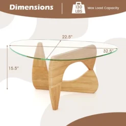 Tangkula Triangle Coffee Table W/ Tempered Glass Top & Adjustable Rubber Wood Base 18 Tangkula Triangle Coffee Table W/ Tempered Glass Top & Adjustable Rubber Wood Base -Baxton Studio Shop GUEST e8536cac cf3c 4252 ac91 ddb3e5799447