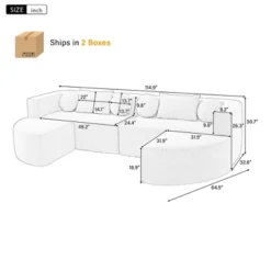 114.9"W Modular Sectional Sofa With Curved Design, Free-Combined Boucle Fabric Sofa Bed - ModernLuxe 15 114.9"W Modular Sectional Sofa With Curved Design, Free-Combined Boucle Fabric Sofa Bed - ModernLuxe -Baxton Studio Shop GUEST e8986abe bc0b 42f4 b5e2 21b7aabe36be