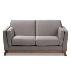 Baxton Studio Sava Fabric Upholstered Walnut Wood 2 Seater Loveseat Gray - BaxtonStudio 15 Baxton Studio Sava Fabric Upholstered Walnut Wood 2 Seater Loveseat Gray - BaxtonStudio -Baxton Studio Shop GUEST e8b4aee4 87a5 4c1e 821d 9056df69f39b