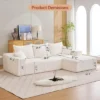 Modular Sectional Sofa, 110 Inch Seat L-Shaped Couch With 5 Throw Pillows, Chenille Floor Sofa, For Living Room, Bedroom, Office
