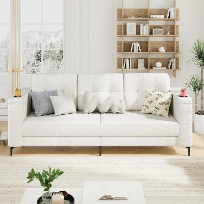 83.5" 3 Seater Sofa Couch With Storage Armrests For Living Room, Comfy Sofa Couch With Wide Seat 9 83.5" 3 Seater Sofa Couch With Storage Armrests For Living Room, Comfy Sofa Couch With Wide Seat - Image 9