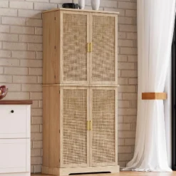 Jojoka 72''Kitchen Pantry Cabinet With Adjustable Shelves,Tall Storage Cabinet With 4 Doors And 1 Drawer For Kitchen,Light Oak 15 Jojoka 72''Kitchen Pantry Cabinet With Adjustable Shelves,Tall Storage Cabinet With 4 Doors And 1 Drawer For Kitchen,Light Oak -Baxton Studio Shop GUEST e9130f7b 393c 46b3 a1e9 90ddeee197f2