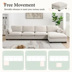 130" L-Shaped Sectional Sofa, 5 Seat Chenille Modular Sofa Couch With Folding Table, Dual USB Charging & Ottoman, Beige/Gray - ModernLuxe 19 130" L-Shaped Sectional Sofa, 5 Seat Chenille Modular Sofa Couch With Folding Table, Dual USB Charging & Ottoman, Beige/Gray - ModernLuxe -Baxton Studio Shop GUEST e91f1291 262d 4e66 91cf 5bdeee24b92a 1