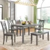 6-Piece Farmhouse Rustic Wooden Dining Table Set With 4 Cross Back Chairs And Bench - ModernLuxe