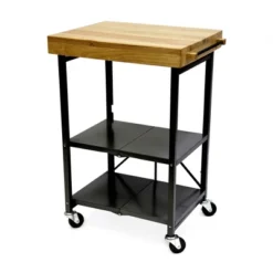 Origami Foldable Wheeled Portable Solid Wood Top Kitchen Island Bar Cart -Baxton Studio Shop GUEST e9386b1b c53d 458f 9883 8385c5c03b54