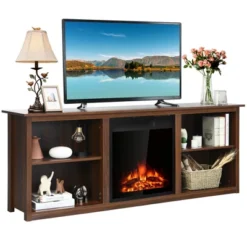 Costway 70'' 2-Tier TV Fireplace Stand W/22.5'' Electric Fireplace Up To 75'' -Baxton Studio Shop GUEST e9397edd c0a2 4ea9 a081 4026b7bdcb55