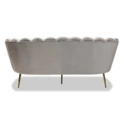 Genia Velvet Fabric Upholstered And Metal Sofa Gray/Gold - Baxton Studio -Baxton Studio Shop GUEST e94ee164 922f 488c a41c 812c00325128