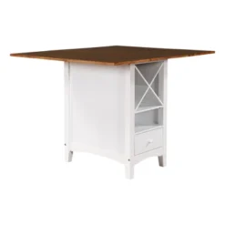 Farmhouse 5-Piece Dining Table Set With Drop Leaf, Wine Rack And Drawers-ModernLuxe -Baxton Studio Shop GUEST e9a2999f 644e 424c bc8d 0ab015e6de2e