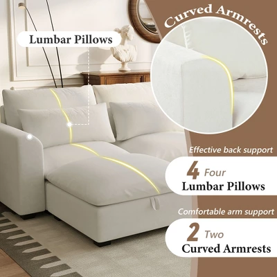 Modular Sofa With 2 Storage Ottomans, U-shaped Sofa Couch, Freely Transformable, Beige/Gray/Blue-ModernLuxe 4 Modular Sofa With 2 Storage Ottomans, U-shaped Sofa Couch, Freely Transformable, Beige/Gray/Blue-ModernLuxe - Image 4