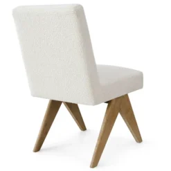 Set Of 2 Boucle Dining Chairs, Upholstered Armless Side Chairs With Solid Oak V-Leg Design For Modern Dining Room-Maison Boucle -Baxton Studio Shop GUEST e9d057c7 67f0 4ea7 921b d7266000e2b1