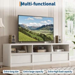 70 Inch TV Stand For 80" TVs, Mid Century Modern Entertainment Center With Storage Drawer & Open Shelves 22 70 Inch TV Stand For 80" TVs, Mid Century Modern Entertainment Center With Storage Drawer & Open Shelves -Baxton Studio Shop GUEST e9fb8325 e576 4a54 a904 76aff5a8161c