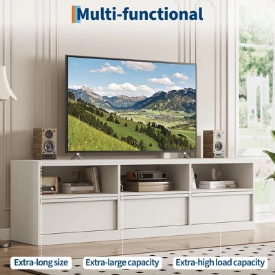 70 Inch TV Stand For 80" TVs, Mid Century Modern Entertainment Center With Storage Drawer & Open Shelves 5 70 Inch TV Stand For 80" TVs, Mid Century Modern Entertainment Center With Storage Drawer & Open Shelves - Image 5