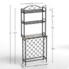 Wine Rack 3-Tier Liquor Storage Shelf With Hanging Wine Glass Holder And Fences, Large-Capacity Floor Liquor Stand With 20-Bottle For Home Bar