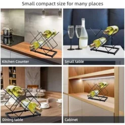 Itopfox Small Wine Rack Countertop, 5-Bottle Metal Holder For Home Kitchen Bar, Tabletop Storage For Cabinet Pantry -Baxton Studio Shop GUEST ea18616d b972 4b1e ba0a cc44387bd427