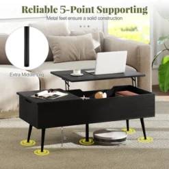 Costway Lift Top Coffee Table W/ Storage Multi-Functional Home Center Accent Table For Living Room Black -Baxton Studio Shop GUEST ea1a0af3 f021 4ad1 81f7 ea7d129c6f57 1