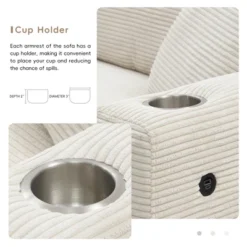 134"W Oversized Corduroy Sectional Sofa, L Shaped Sofa Couch With USB Charging Port, Cup Holder 4B -ModernLuxe -Baxton Studio Shop GUEST ea9065fb f7c4 4d6b 9aa0 ac070f38cc37 1