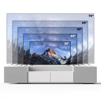 Modern TV Stand For 70" TV With Large Storage And Magnetic Doors, White - ModernLuxe 4 Modern TV Stand For 70" TV With Large Storage And Magnetic Doors, White - ModernLuxe - Image 4