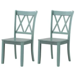 Costway Set Of 2 Wood Dining Chair Cross Back Dining Room Side Chair Mint Green Home Kitchen -Baxton Studio Shop GUEST ead99f77 5a06 4076 9317 56bd443e93bf