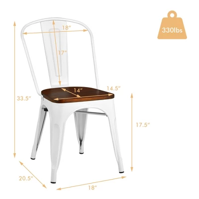 Costway Set Of 4 Tolix Style Metal Dining Side Chair Wood Seat Stackable Cafe Bistro 3 Costway Set Of 4 Tolix Style Metal Dining Side Chair Wood Seat Stackable Cafe Bistro - Image 3