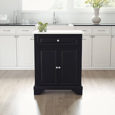 Lafayette Stone Top Portable Kitchen Island/Cart Black/White - Crosley 1 Lafayette Stone Top Portable Kitchen Island/Cart Black/White - Crosley