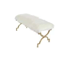 Faux Fur Cushion Bench White - Olivia & May -Baxton Studio Shop GUEST eb64baf0 7c01 4cbb a42c f91891addc4d
