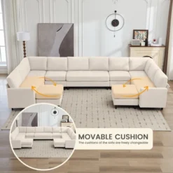 Hyleory Spacious 12-Seater U-Shaped Modular Sofa With Ottomans,Relaxed Style, Reconfigurable Design -Baxton Studio Shop GUEST eb755b58 efe3 4ba3 b2d3 852f8ef62059