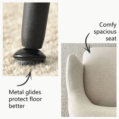 Set Of 8 Modern Dining Chairs With Armrests, Upholstered Dining Room Chairs With Black Metal Legs, Comfortable Seats For Kitchen & Home-Maison Boucle 6 Set Of 8 Modern Dining Chairs With Armrests, Upholstered Dining Room Chairs With Black Metal Legs, Comfortable Seats For Kitchen & Home-Maison Boucle - Image 6