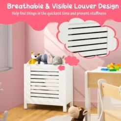 Costway Wooden Toy Storage Organizer Kids Toy Chest W/Lid For Kindergarten Bedroom White -Baxton Studio Shop GUEST eb970553 1730 4771 8d3b 7d3367e90de2