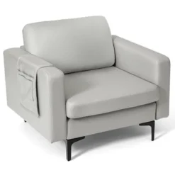 Costway Modern Leathaire Fabric Accent Armchair Single Sofa W/ Side Storage Pocket -Baxton Studio Shop GUEST ebaf95ee c575 454b b964 52bc2a65e8c0