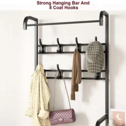 3-in-1 Hall Tree Coat Rack With Shoe Storage And Drawer, Heavy-Duty Steel Frame Entryway Bench, Multifunctional Mudroom Organizer -Baxton Studio Shop GUEST ebc2599c a2f7 46dc bfc6 dc61919df90e