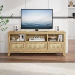 55" Traditional Natural Wood TV Stand For TVs Up To 60" With Drawer - Home Essentials -Baxton Studio Shop GUEST ebcd6610 4822 48f9 aa56 3f142c77b288