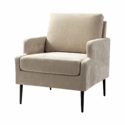 Leandes Mid-century Armchair With Tapered Metal Legs For Living Room And Bedroom | KARAT HOME -Baxton Studio Shop GUEST ebce516d 8c3b 410c a0ea bd89fab3e3c1