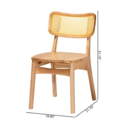 Baxton Studio 2pc Tadeo Wood And Rattan Dining Chair Set Oak Brown/Light Brown: Rubberwood Frame, Spot Clean -Baxton Studio Shop GUEST ebd44e06 109a 4dc8 bc71 93fc421598dd