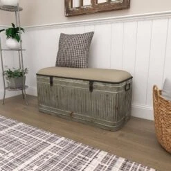 Farmhouse Upholstered Metal Storage Bench - Olivia & May -Baxton Studio Shop GUEST ec290b3f eca3 45df b3b1 41d80afcbfb4