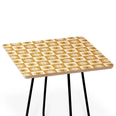 Charly Clements Vintage Checkered Sunshine Side Square Table - Deny Designs 1 Charly Clements Vintage Checkered Sunshine Side Square Table - Deny Designs
