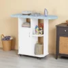 ORRD Solid Wood Folding Ironing Board With Storage Cabinet, Heat Resistant Sponge And Wheels For Small Spaces, Laundry Room - Antique White