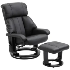 HOMCOM Recliner With Ottoman Footrest, Recliner Chair With Vibration Massage, Faux Leather And Swivel Wood Base For Living Room And Bedroom 15 HOMCOM Recliner With Ottoman Footrest, Recliner Chair With Vibration Massage, Faux Leather And Swivel Wood Base For Living Room And Bedroom -Baxton Studio Shop GUEST ec4ebf16 5b51 4eef 84ac 313753998ea7